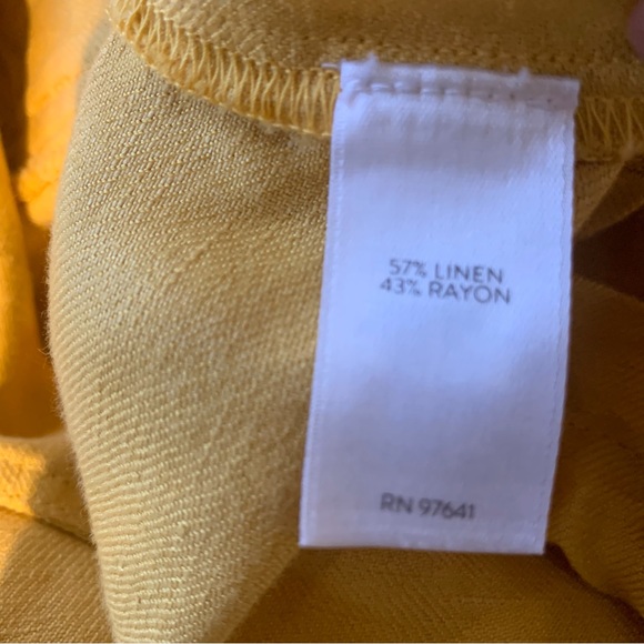 J. JILL YELLOW LINEN BLEND DRAWSTRING JACKET BUTTON FRONT WITH POCKETS - Picture 7 of 15
